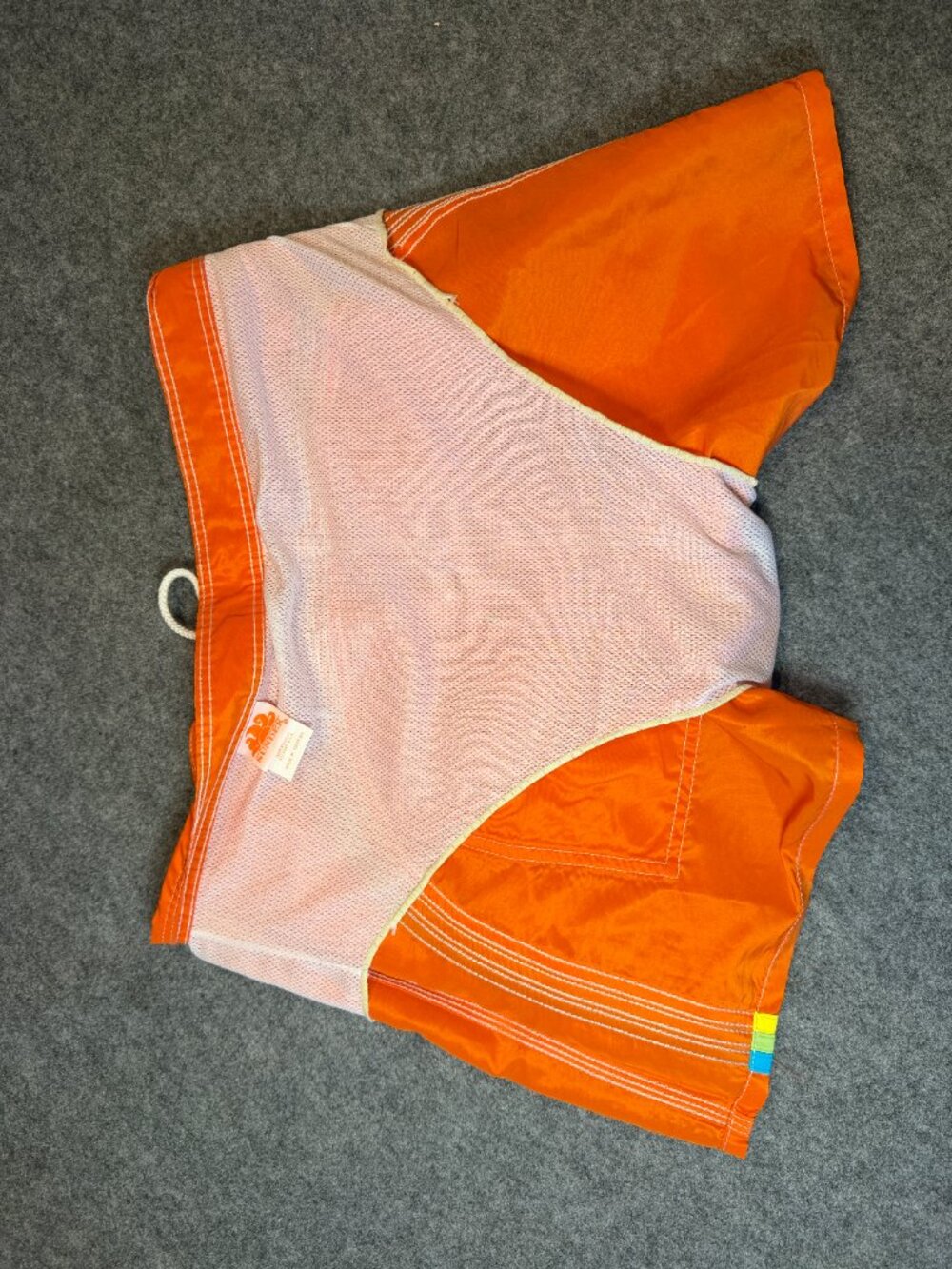 Sundek Men's Board Shorts Size 32 Orange Rainbow Stripe Swim Trunks - Picture 4 of 9